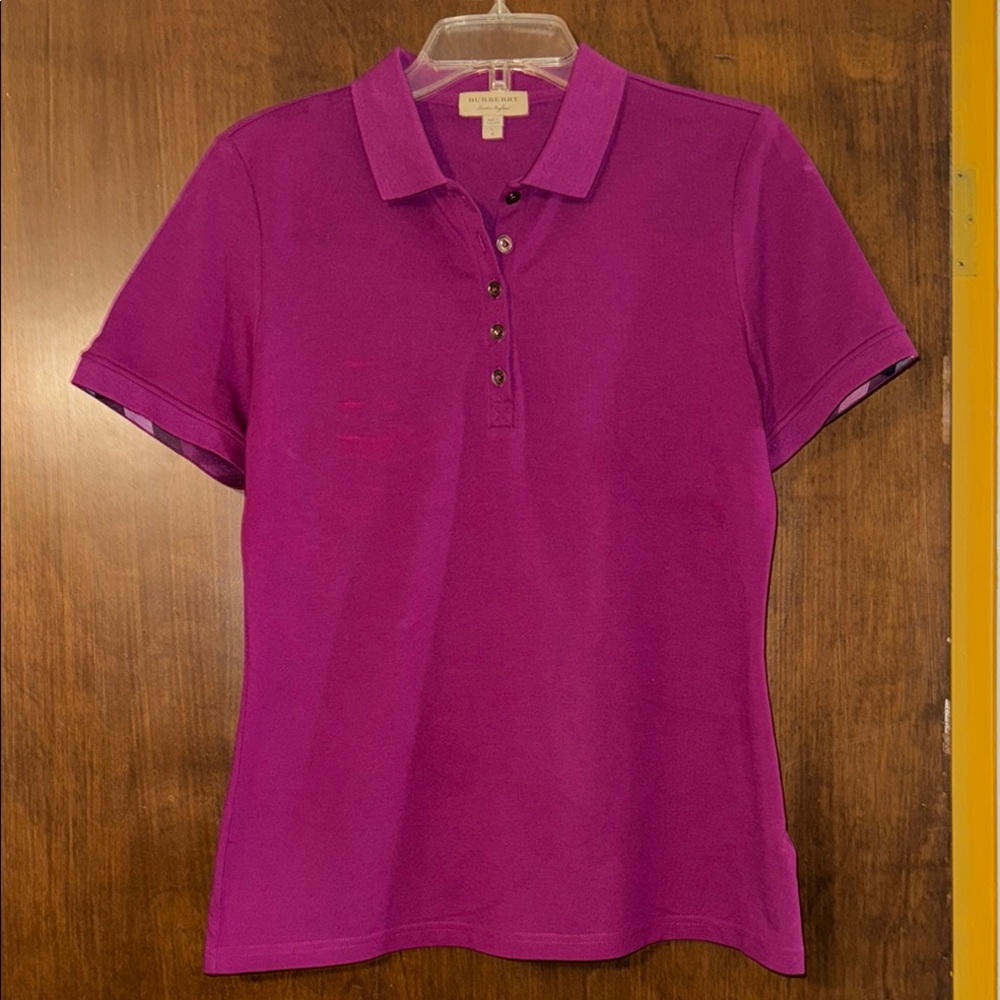 Used Magenta Short Sleeve Burberry Women’s Shirt Size Large